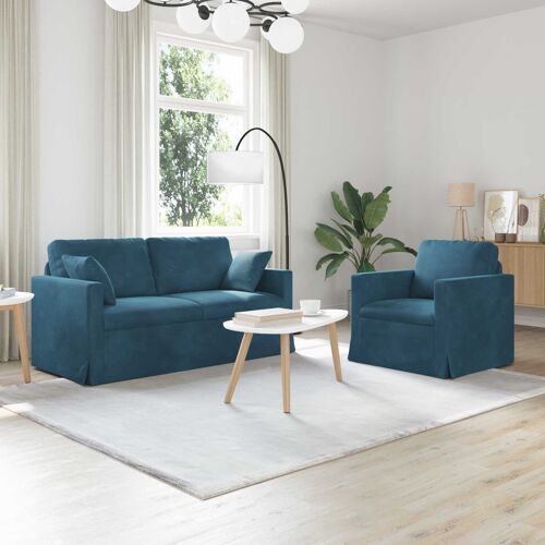vidaXL Canapé 2 pcs Bleu 158 x 78 x 80 cm Velours