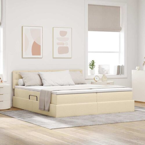 vidaXL Lit avec des lumières à LED Crème 180 x 200 cm tissu
