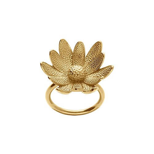 Bague Acier Doré Fleur Diamètre 23 Mm