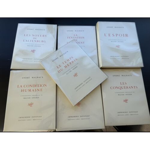 André Malraux, ?uvres Romanesques 7 Vol. Complet, 52 Lithographies De Walter Spitzer
