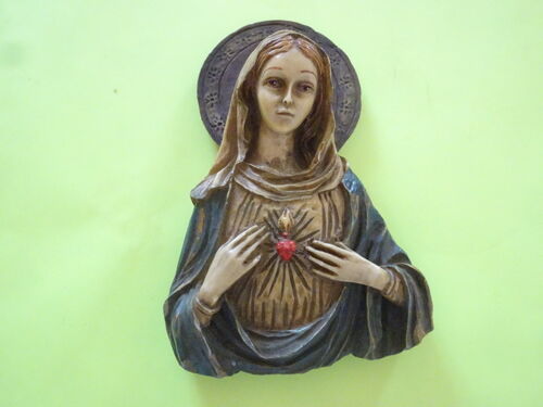 Buste De Vierge Marie Du Sacré Coeur. Matière : Régule ? - Hauteur : 18 Cm - Excellent État -