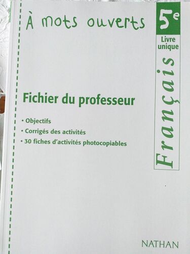 A Mots Ouverts Français 5eme Fichier Du Professeur.