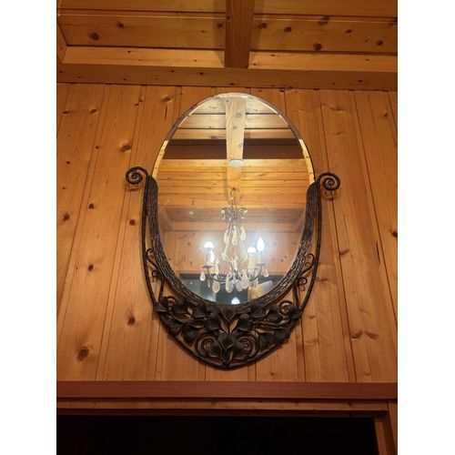 Miroir ovale ancien fer forgé 