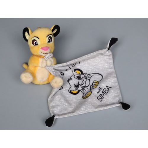 Doudou lion Simba Disney mouchoir gris jaune Good Night Simba Toys