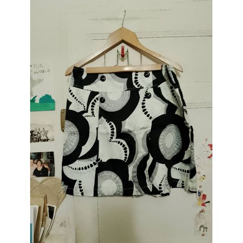Jupe Blanche Motifs Noirs/Gris 42 Xl Promod.