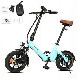 Vélo Électrique Bodywel T16 Pro Moteur 250 W Batterie 36 V 10 Ah Vitesse Maximale : 25 Km/H Autonomie : 45 Km Pneus 14 Pouces Suspension Avant Freins À Disque Bleu
