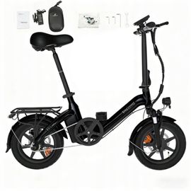 Vélo Électrique Bodywel T16 Pro Moteur 250 W Batterie 36 V 10 Ah Vitesse Maximale : 25 Km/H Autonomie : 45 Km Pneus 14 Pouces Suspension Avant Freins À Disque Porte-Bagages Arrière Noir