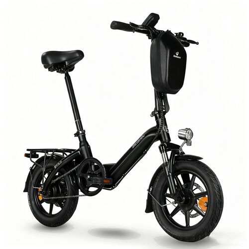 Vélo Électrique Bodywel T16 Pro Moteur 250 W Batterie 36 V 10 Ah Vitesse Maximale : 25 Km/H Autonomie : 45 Km Pneus 14 Pouces Suspension Avant Freins À Disque Porte-Bagages Arrière Noir