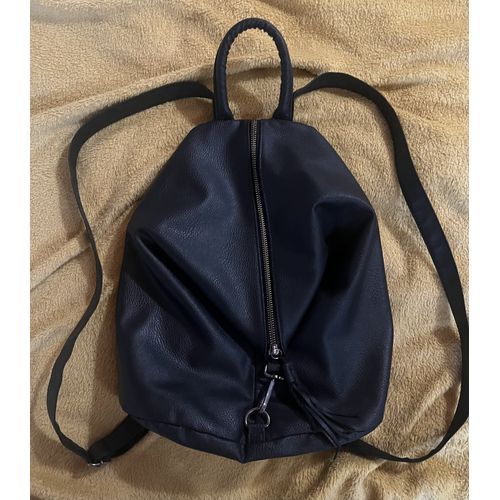 Sac triangle noir similicuir pour femme (Multi-portage : main/ épaule/dos)