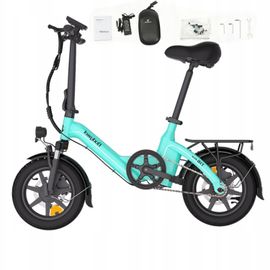 Vélo Électrique Bodywel T16 Pro Moteur 250 W Batterie 36 V 10 Ah Vitesse Maximale : 25 Km/H Autonomie : 45 Km Pneus 14 Pouces Suspension Avant Freins À Disque Porte-Bagages Arrière Bleu