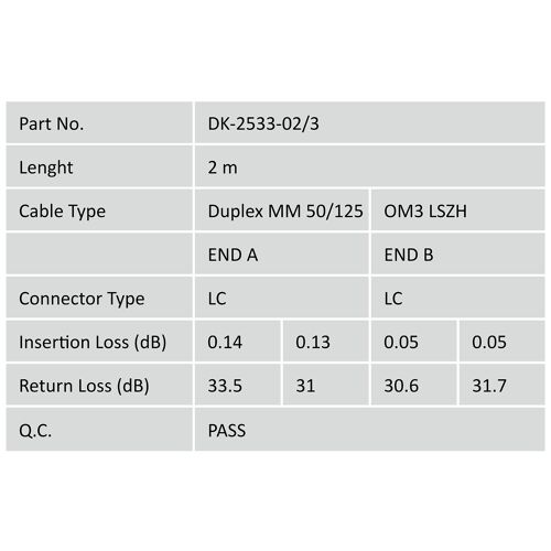 Digitus Câble de brassage multimode OM 3 à fibre optique, LC / LC