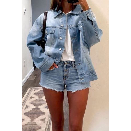 Short En Jean Bleu Mango Boutons Pression 90s – Taille Xs / 34 – Denim Coton