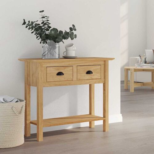 vidaXL Table console avec tiroir BODO Marron miel 91 x 34.7 x 74 cm
