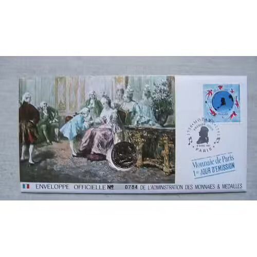 Enveloppe Officielle Timbre Et Medaille Monnaie De Paris " 1er Jour D'Émission " Mozart