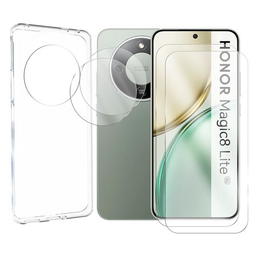 Lot de 2 Verre Trempé pour Honor Magic8 Lite 5G 6.79"" MTN-NX1M+ Lot de 2 Verre Trempé Caméra Arrière + Coque souple silicone transparente - Visiodirect -