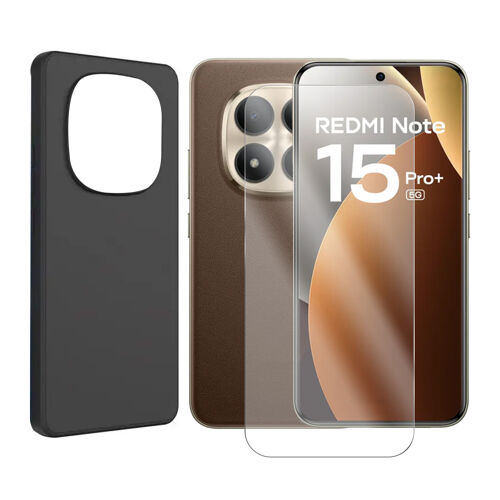 Verre trempé + Coque de Protection Noir souple silicone pour Xiaomi REDMI NOTE 15 PRO PLUS 5G 6.83"" 2510ERA8BG / Xiaomi Poco M8 PRO 5G écran 6.83"" 2510ERA8BG- Visiodirect -