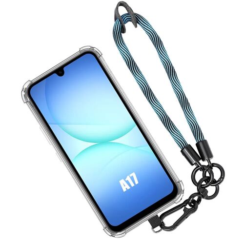 Coque pour Samsung Galaxy A17 4G/5G, Silicone Transparent Antichoc avec Dragonne Bleue - E.F.Connection