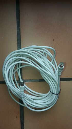 Cable ANTENNE BLANCHE TÉLÉVISION AUDIO VIDEO FICHES MALES MALES RALLONGE 10 METRES