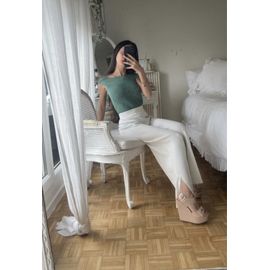 Compensées Claudie Pierlot Cuir Nude – N?ud – Talon 12 Cm – Plateforme 4 Cm – T36