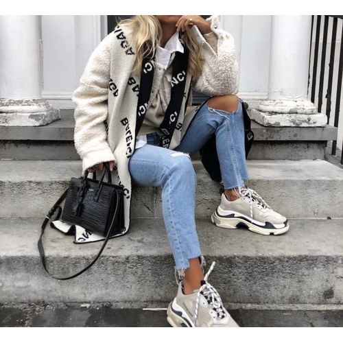 Baskets Balenciaga Triple S Beige Cuir & Daim – Taille 35 (Convient 36) – Full Set – Authentiques