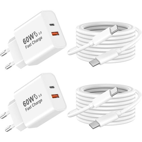 MEVRONISSHOP-iPhone 17 Chargeur, 4-Pack Apple MFi Certifié 40W 4 Port Chargeur USB C Rapide Multiple Prise USBC et 2M Câble Charge USB C Secteur Mural Adaptateur Alimentation pour iPhone 17/17 Pro M