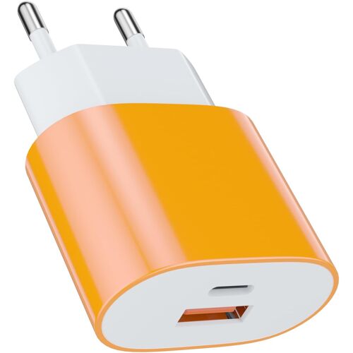 KALANKA-25W USB Type - C Chargeur Rapide Adaptateur de Charge Alimentation 15W USB Type - A Chargeur (Orange 1pcs) pour: iPhone 17/16 Pro/Max/Plus / 15 14 13 12 11 Pro Max x XS Samsung