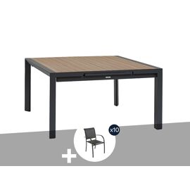 Table De Jardin Carrée Extensible Alu Evasion 8/10 Places + 10 Fauteuils Piazza