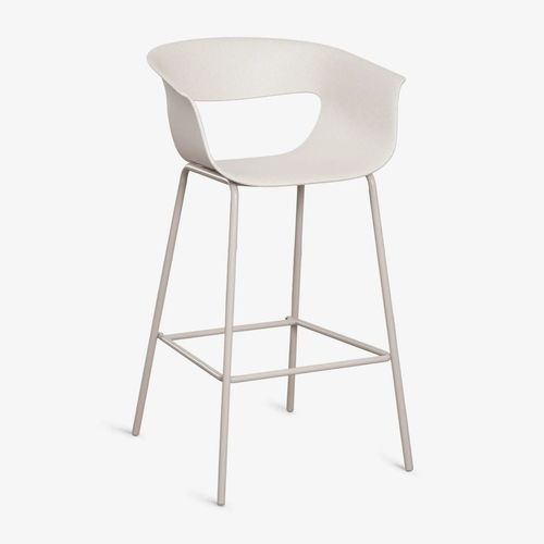 Tabouret De Jardin Haut En Polypropylène Et Acier Alanys Blanc De Pierre ¿75 Cm