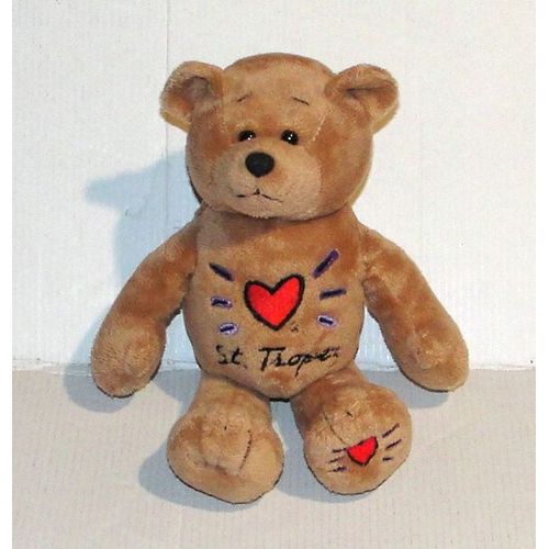 doudou ours marron st tropez peluche 23 cm zdt