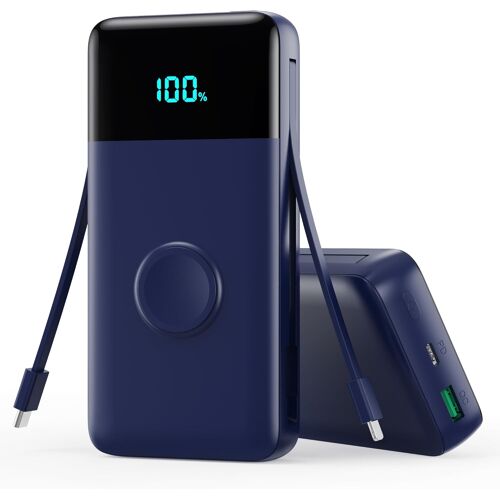Jgd-Batterie Externe 26800mah, 25w Pd+Qc4.0 Usb C Power Bank 2 Câbles Intégrés Charge Rapide Chargeur Batterie Portable 5 Sorties Compatible Avec Apple Watch, Iphone, Samsung Galaxy Huawei Tablette