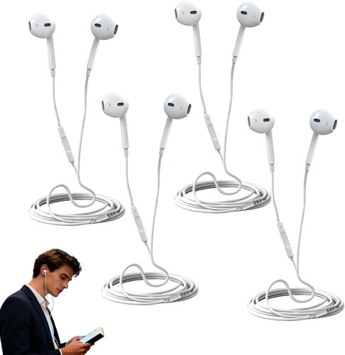 KALANKA-Lot de 4 écouteurs filaires avec Microphone et contrôle du Volume, Écouteurs Compatibles avec Téléphones Portables, Tablettes, PC, MP3 et Autres Appareils Audio 3,5 mm, Son Clair et Confortab
