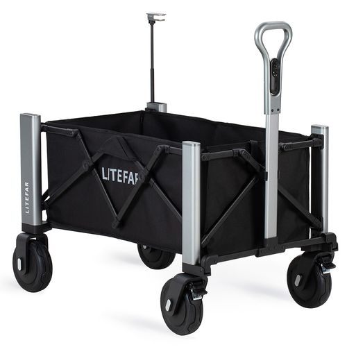 Chariot Électrique Télécommandé Litefar Orion, Moteur Silencieux De 500w Intégré Au Moyeu, Capacité De Chargement De 140l,Batterie De 24000mah, Autonomie De 12km