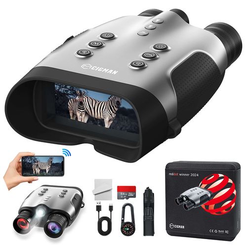 Jumelles de vision nocturne CIGMAN CNVPRO, vidéo 4K et photos 52 MP, capteur CMOS Sony Starlight, portée infrarouge de 1 000 m, zoom numérique 8x, streaming Wi-Fi