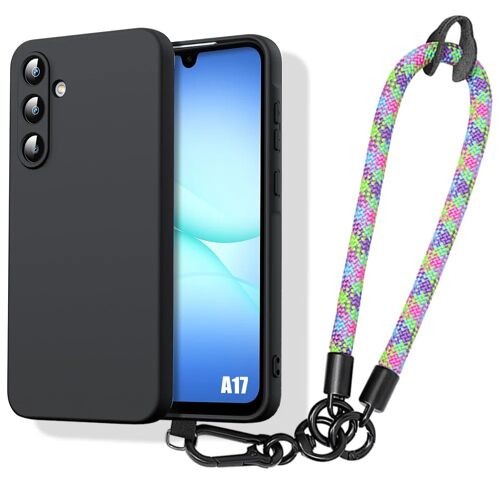 Coque pour Samsung Galaxy A17 4G/5G, Protection Antichoc Noir avec Bracelet Multicolore Détachable - E.F.Connection