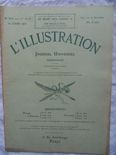 Hebdomadaire L'Illustration N°3633 Du 12 Octobre 1912