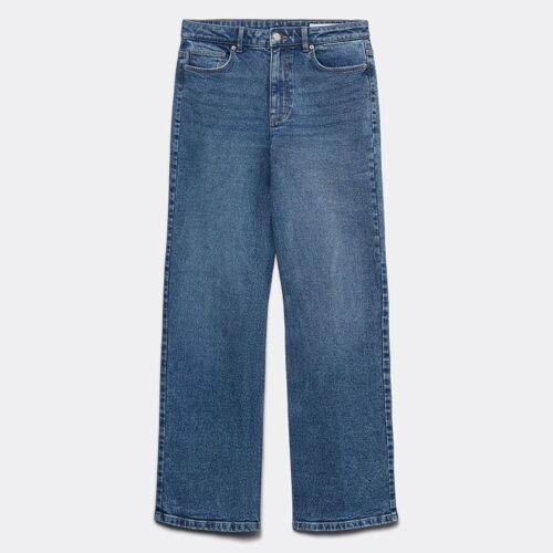 Jean Denim Foncé Taille Haute Zippé Femme Vero Moda