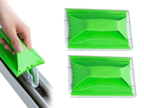 Lot de 2 brosses de nettoyage pliables pour rainures de fenêtres avec pelle à poussière
