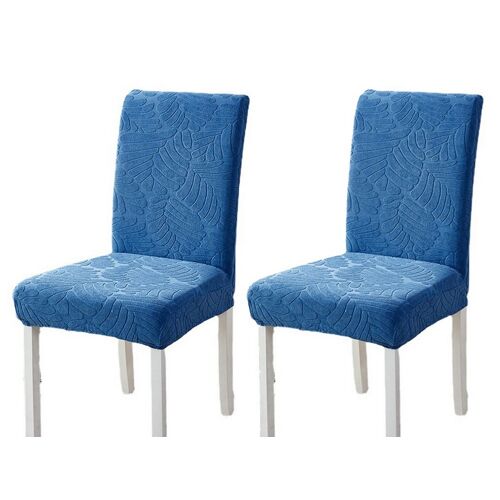 Housses de chaises de salle à manger bleues extensibles, lavables, lot de 2