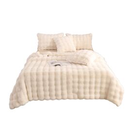 Plaid En Fausse Fourrure 130 X 160 Cm, Blanc Double Face