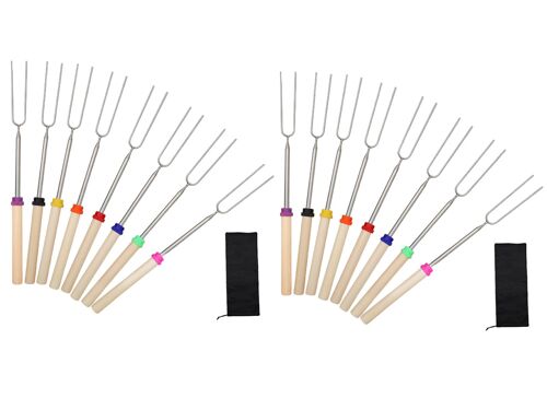 16 fourchettes à barbecue en acier inoxydable avec design rétractable