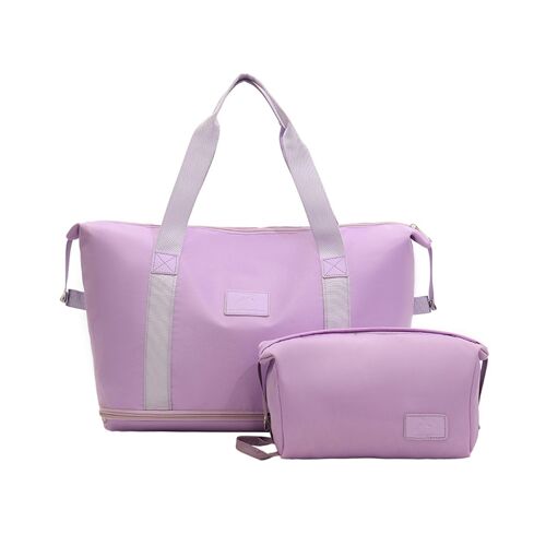 Ensemble sac de voyage extensible avec trousse de toilette - Violet