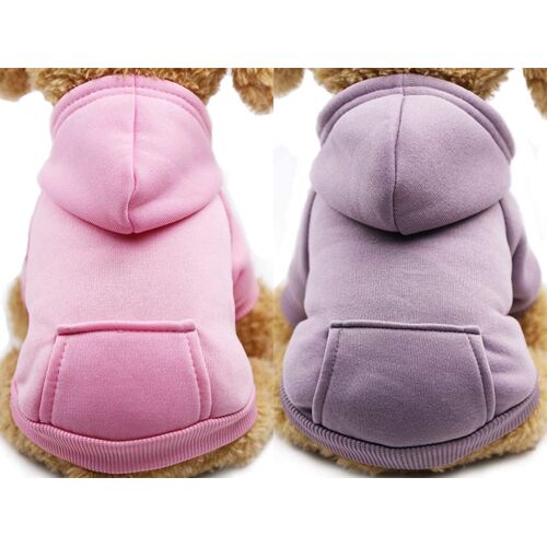 Lot De 2 Sweats À Capuche Roses Et Violets Xs Pour Chiens Et Chats