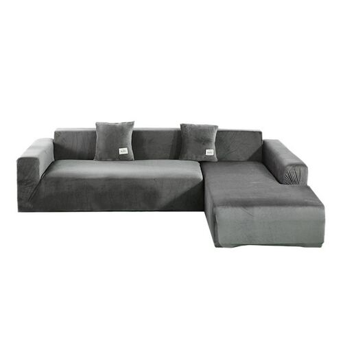Housse Extensible Grise 3 Places Pour Canapés D'angle Et Canapés En L