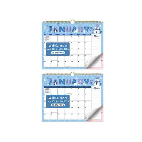 Calendrier mural 2025, 18 mois, à suspendre pour la maison et le bureau