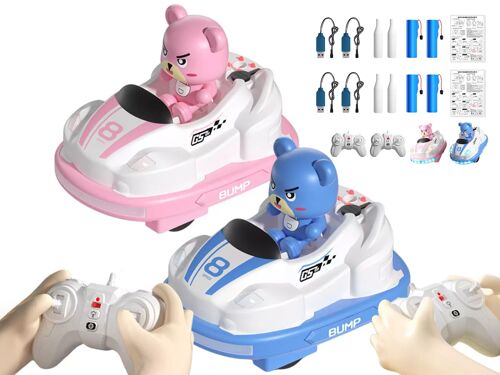 Lot de 4 voitures tamponneuses télécommandées avec éjection, musique et lumières pour enfants