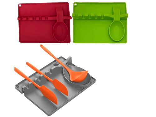Ensemble De Repose-Cuillères En Silicone - 2 Supports À Ustensiles Résistants À La Chaleur