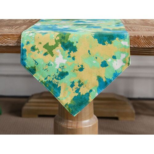Chemin De Table En Lin Et Coton Vert 140 X 30 Cm