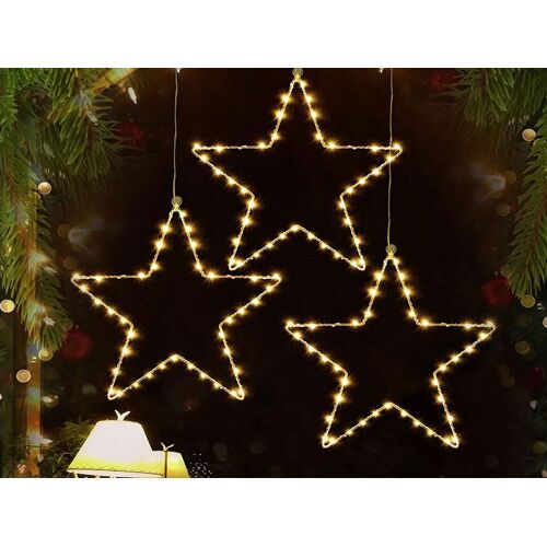 Lot De 3 Guirlandes Lumineuses Led Étoiles De Noël De 30 Cm Fonctionnant Sur Piles