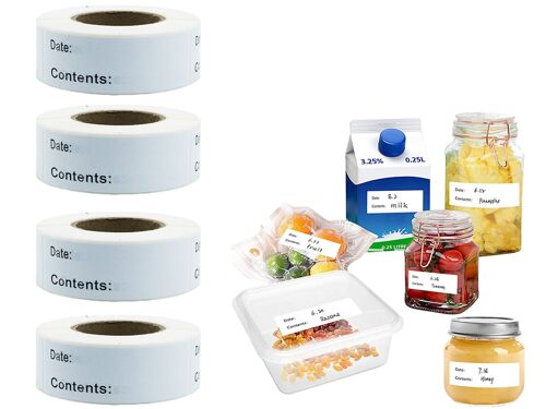 Étiquettes Autocollantes Pour La Conservation Des Aliments En Cuisine - 4 Rouleaux De 125 Étiquettes Chacun