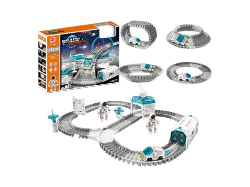 Circuit de train spatial de 142 pièces avec voiture électrique à slot